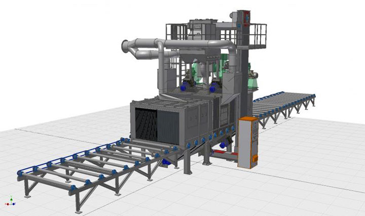 H型鋼通過式拋丸機(jī)(圖2) H型鋼通過式拋丸機(jī)(圖2)